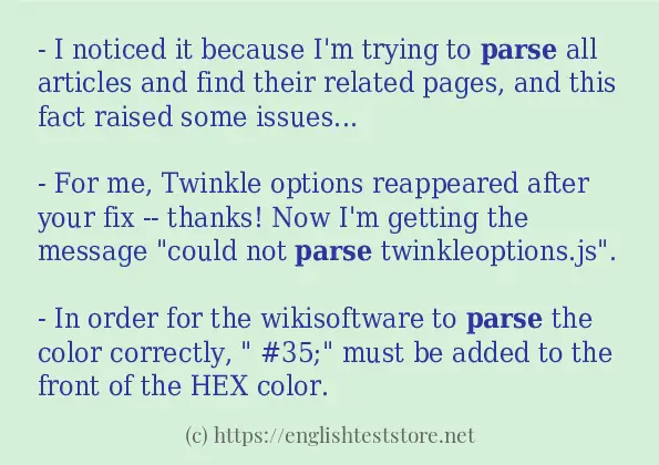 Example sentences of parse