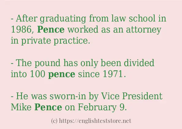 Example sentences of pence