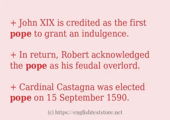 Example sentences of pope