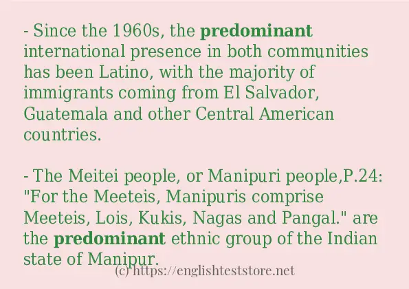 Example sentences of "predominant" - EnglishTestStore Blog