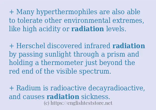 Example sentences of radiation