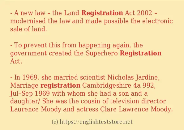 Example sentences of registration