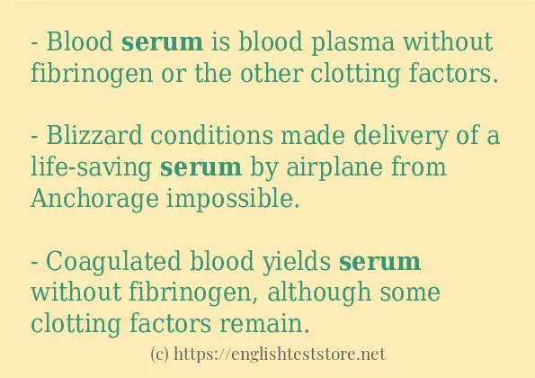 Example sentences of serum