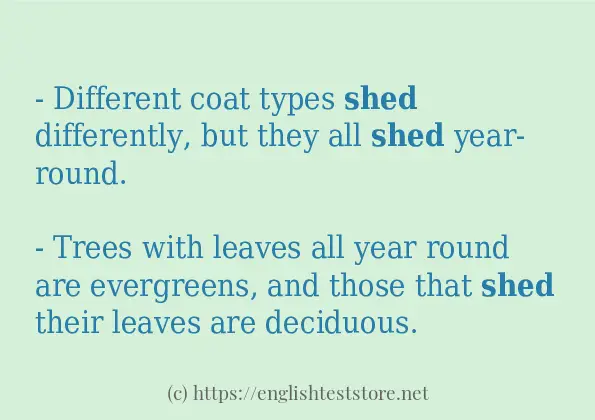 Example sentences of shed