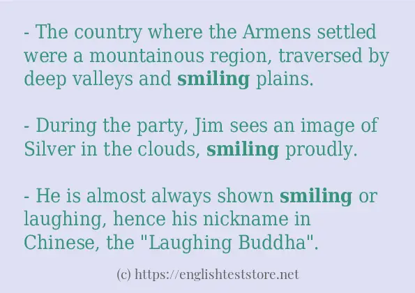 Example sentences of smiling