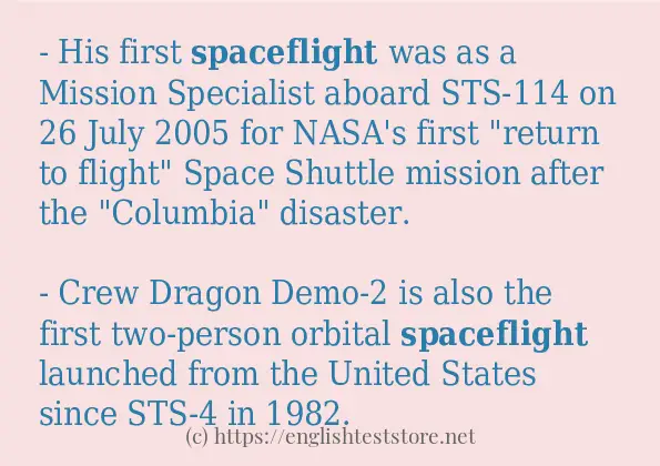 Example sentences of spaceflight