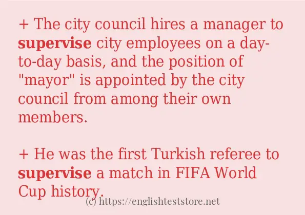 Example sentences of supervise
