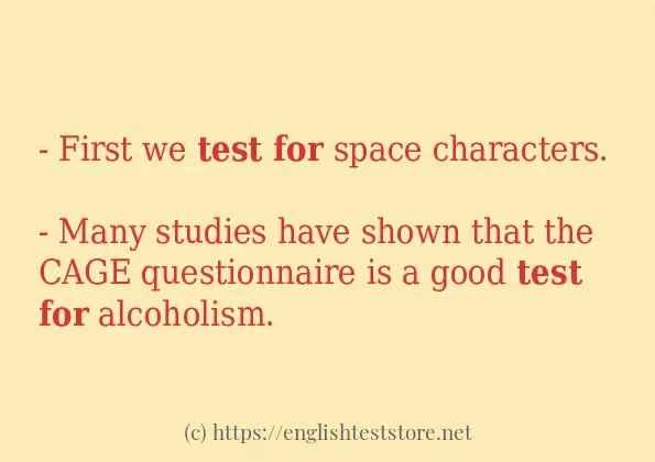 Example sentences of test for