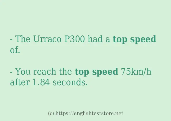 Example sentences of top speed