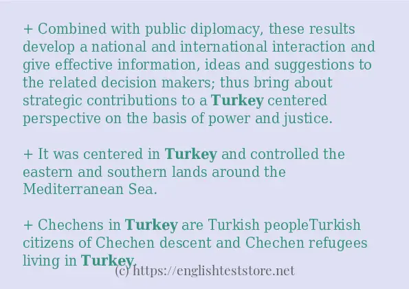 Example sentences of turkey