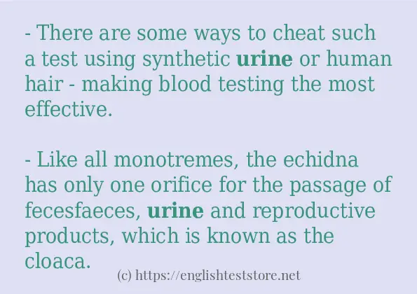 Example sentences of urine