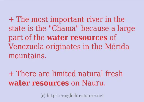 Example sentences of water resources