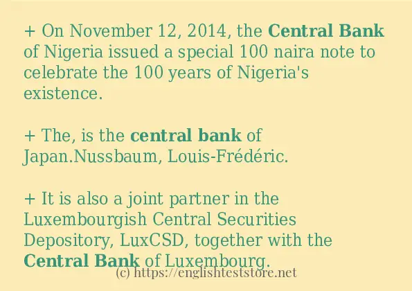 Example uses in sentence of Central bank