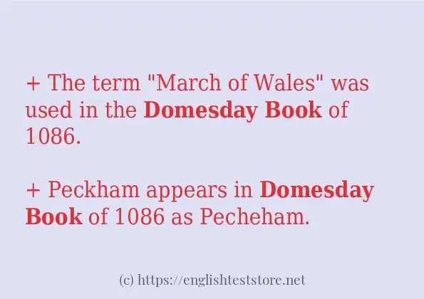 Example uses in sentence of Domesday book