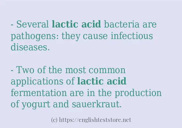 Example uses in sentence of Lactic acid