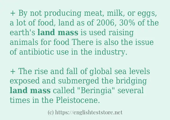 Example uses in sentence of Land mass