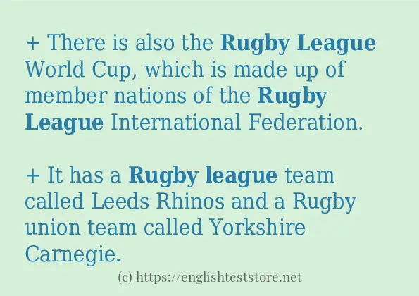 Example uses in sentence of Rugby league