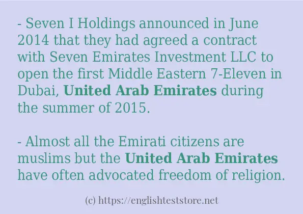 Example uses in sentence of United Arab Emirates