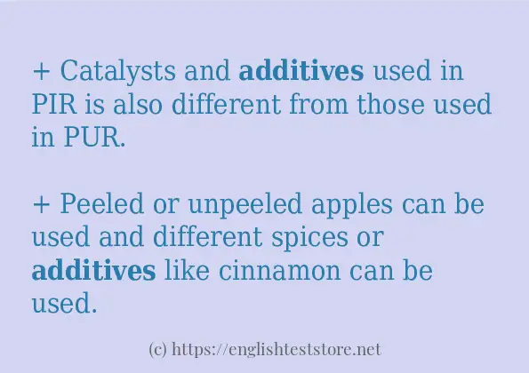 Example uses in sentence of additives