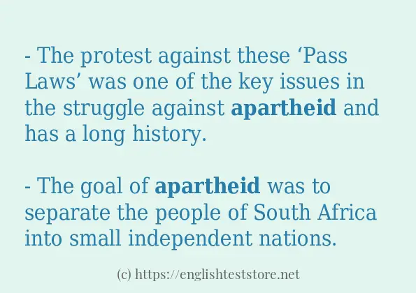 Example uses in sentence of apartheid