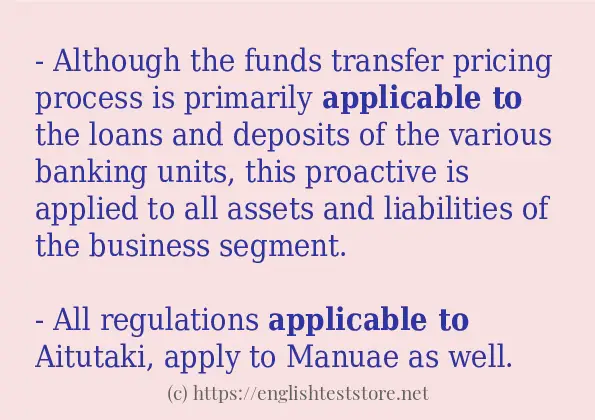 Example uses in sentence of applicable to