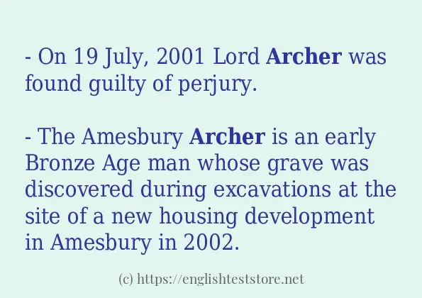 Example uses in sentence of archer
