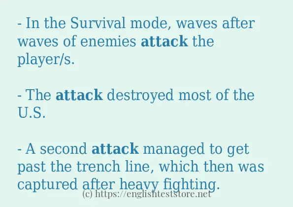 Example uses in sentence of attack