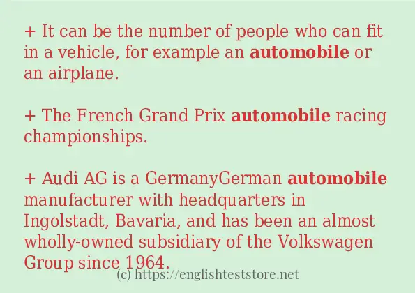 Example uses in sentence of automobile