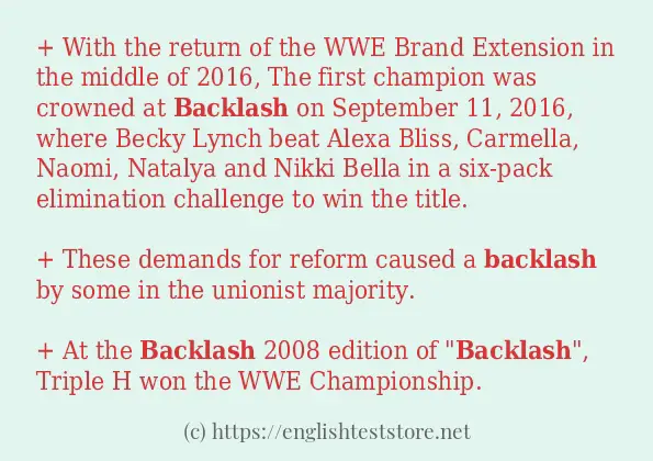 Example uses in sentence of backlash