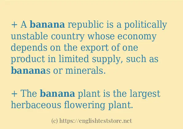 Example uses in sentence of banana