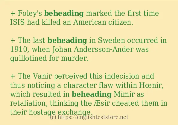 Example uses in sentence of beheading