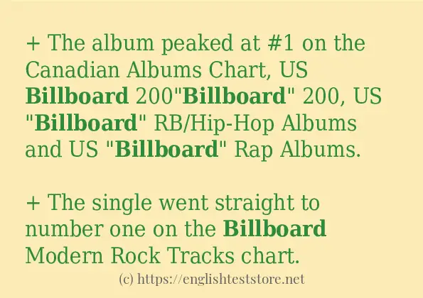 Example uses in sentence of billboard