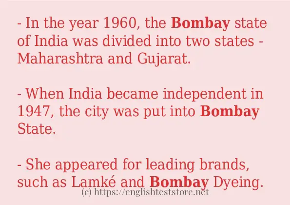 Example uses in sentence of bombay