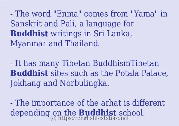 Example uses in sentence of buddhist