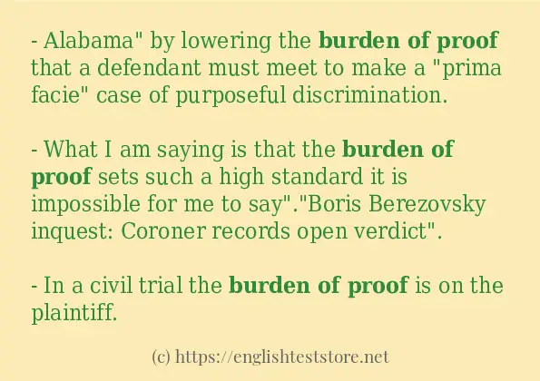 Example uses in sentence of burden of proof