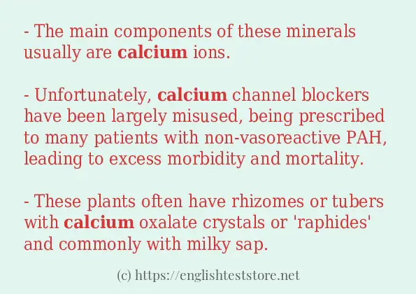 Example uses in sentence of calcium