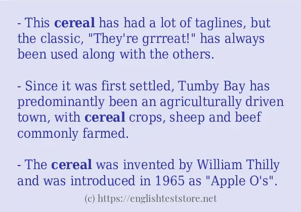 Example uses in sentence of cereal