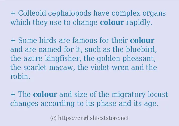 Example uses in sentence of colour