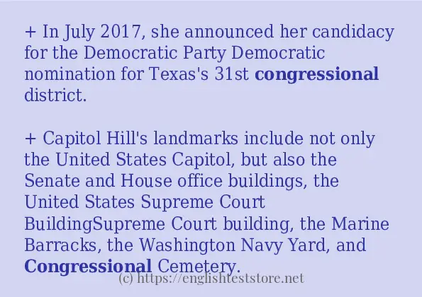 Example uses in sentence of congressional