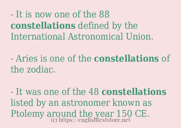 Example uses in sentence of constellations