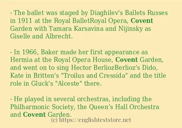 Example uses in sentence of covent