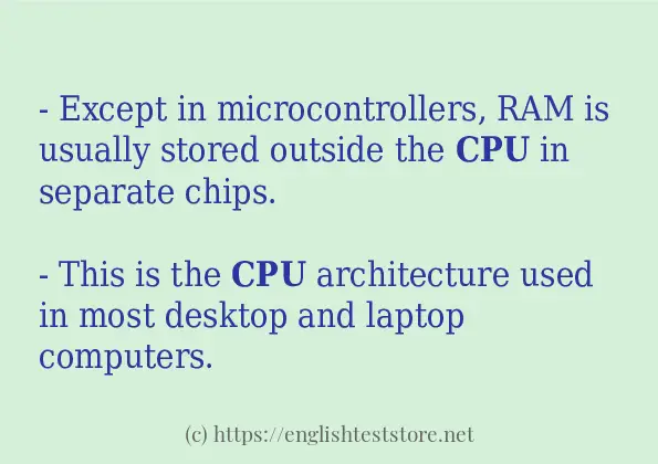 Example uses in sentence of cpu