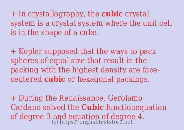 Example uses in sentence of cubic