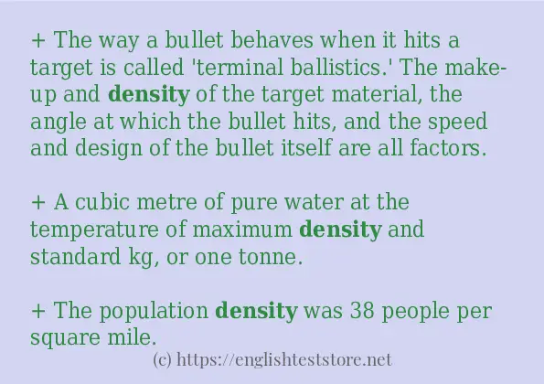 Example uses in sentence of density