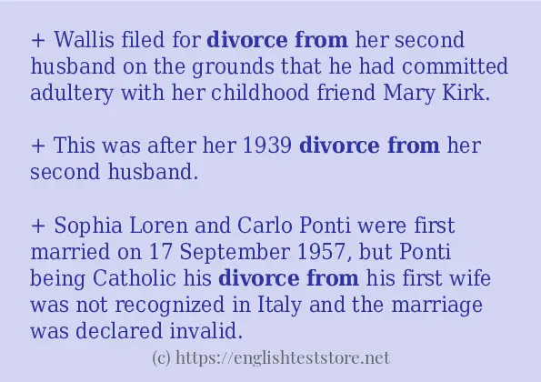 Example uses in sentence of divorce from