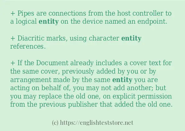 Example uses in sentence of entity