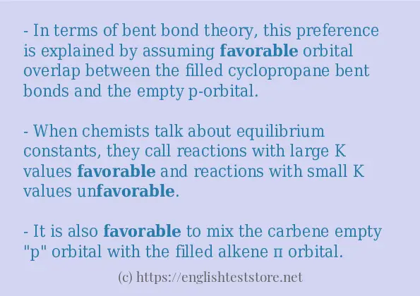 Example uses in sentence of favorable