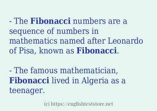 Example uses in sentence of fibonacci
