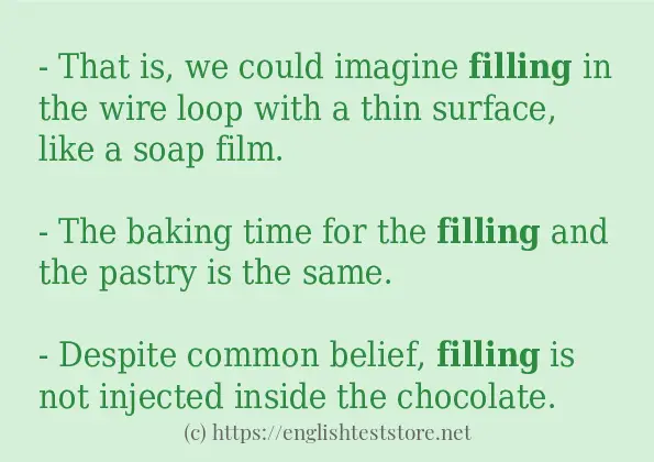 Example uses in sentence of filling