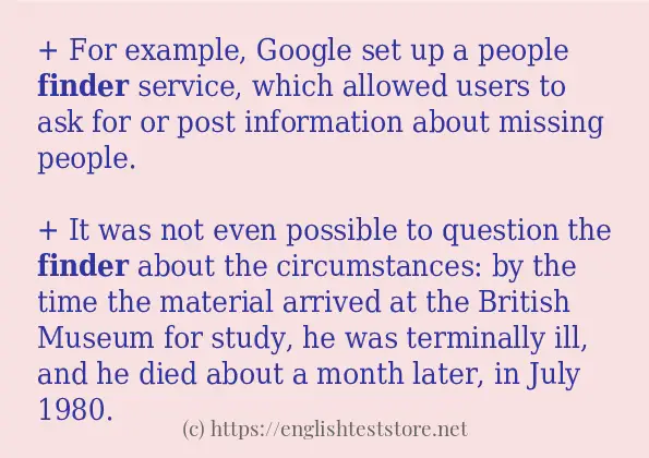 Example uses in sentence of finder